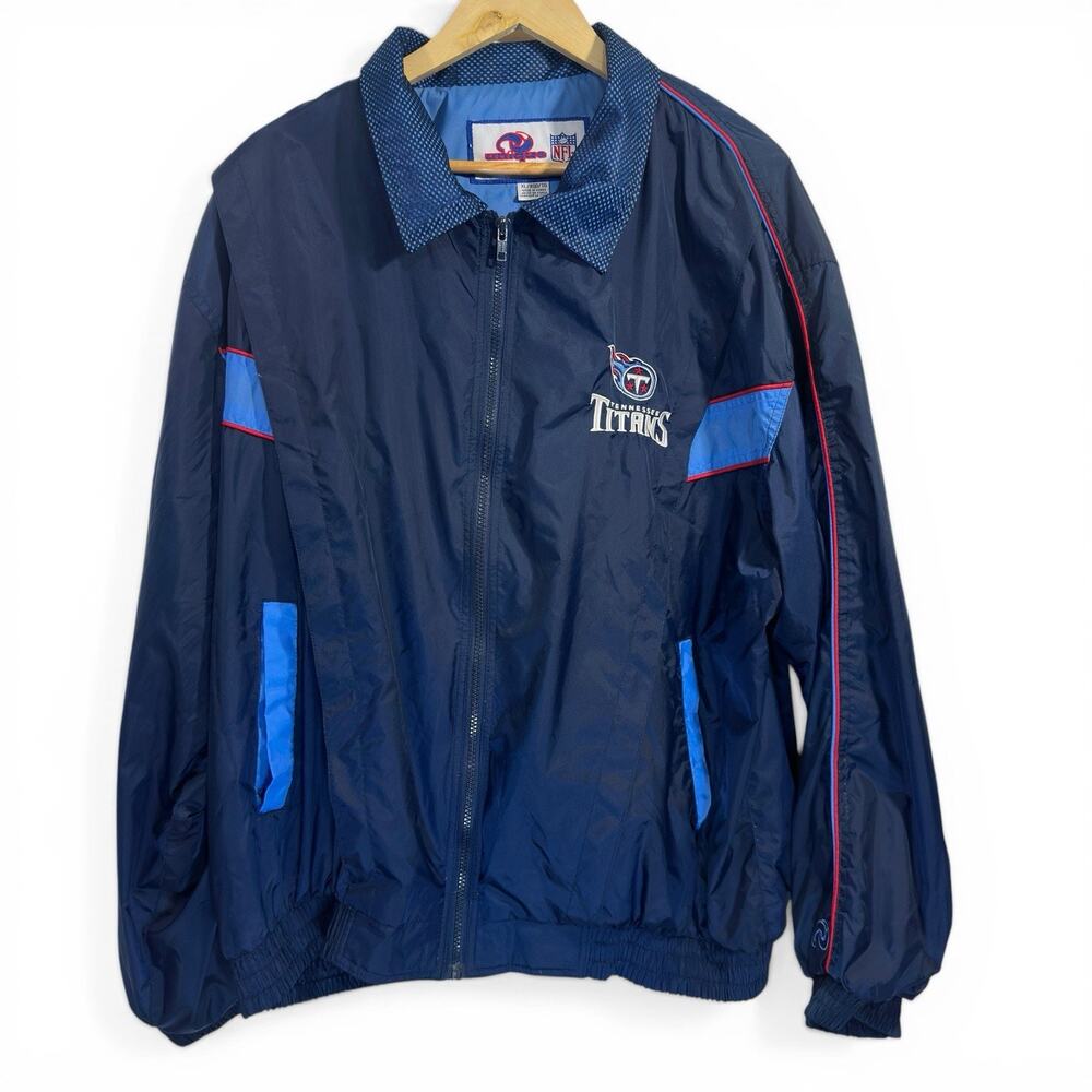 Vintage Tennessee Titans Windbreaker Jacket XL NFL Blue Full Zip Spellout